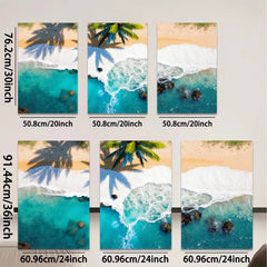 2D flat 1pc Tropical turquoise waves crashing beach paradise wall art bedroom living room decor farmhouse modern gallery wrapped canvas prints