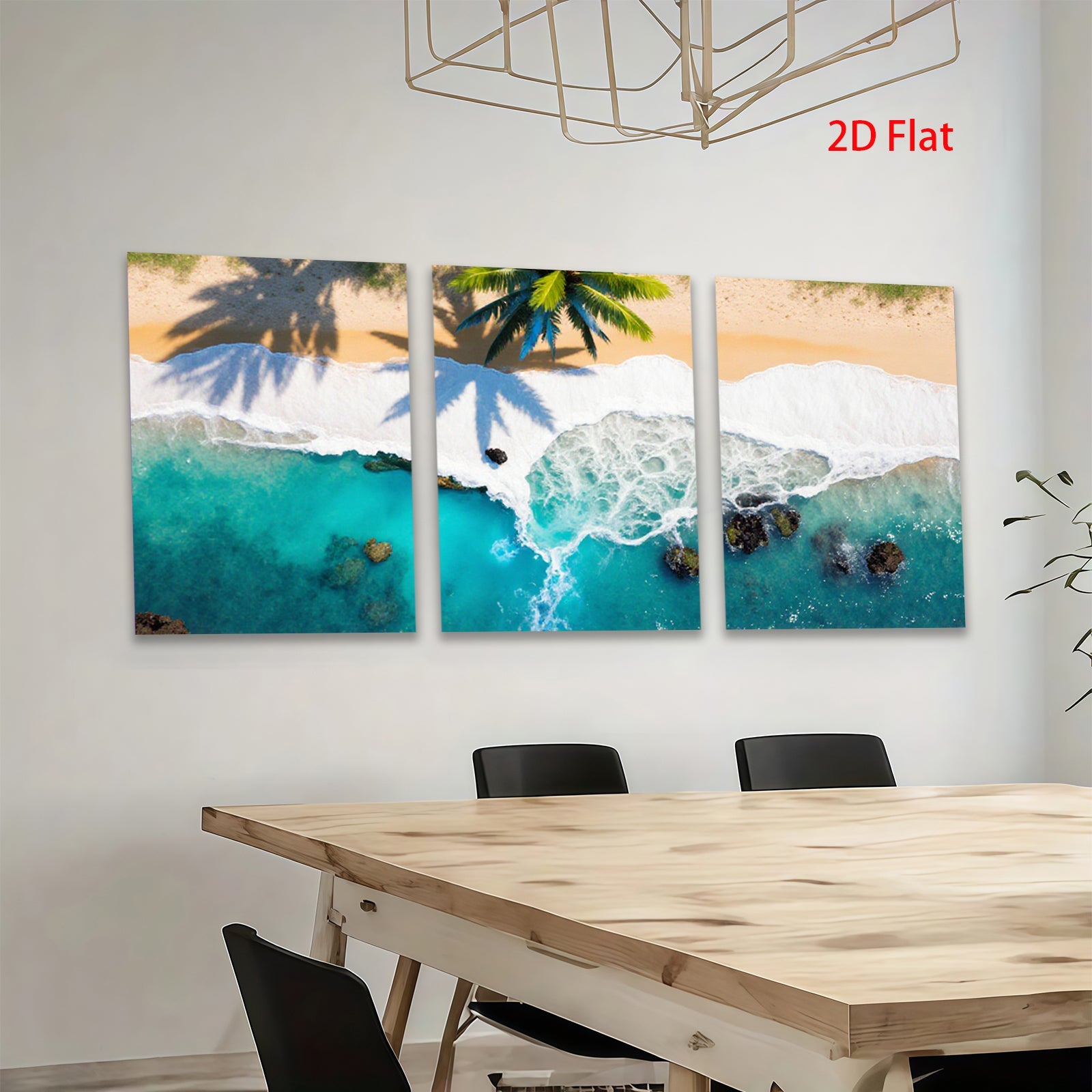 2D flat 1pc Tropical turquoise waves crashing beach paradise wall art bedroom living room decor farmhouse modern gallery wrapped canvas prints
