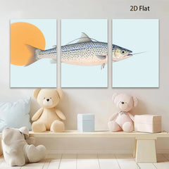 2D flat 1pc Trout Fish Wall Art Coastal Decor Living Room Bedroom Bathroom Modern Farmhouse Canvas Prints Gallery Wrapped Ready to Hang