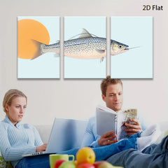 2D flat 1pc Trout Fish Wall Art Coastal Decor Living Room Bedroom Bathroom Modern Farmhouse Canvas Prints Gallery Wrapped Ready to Hang