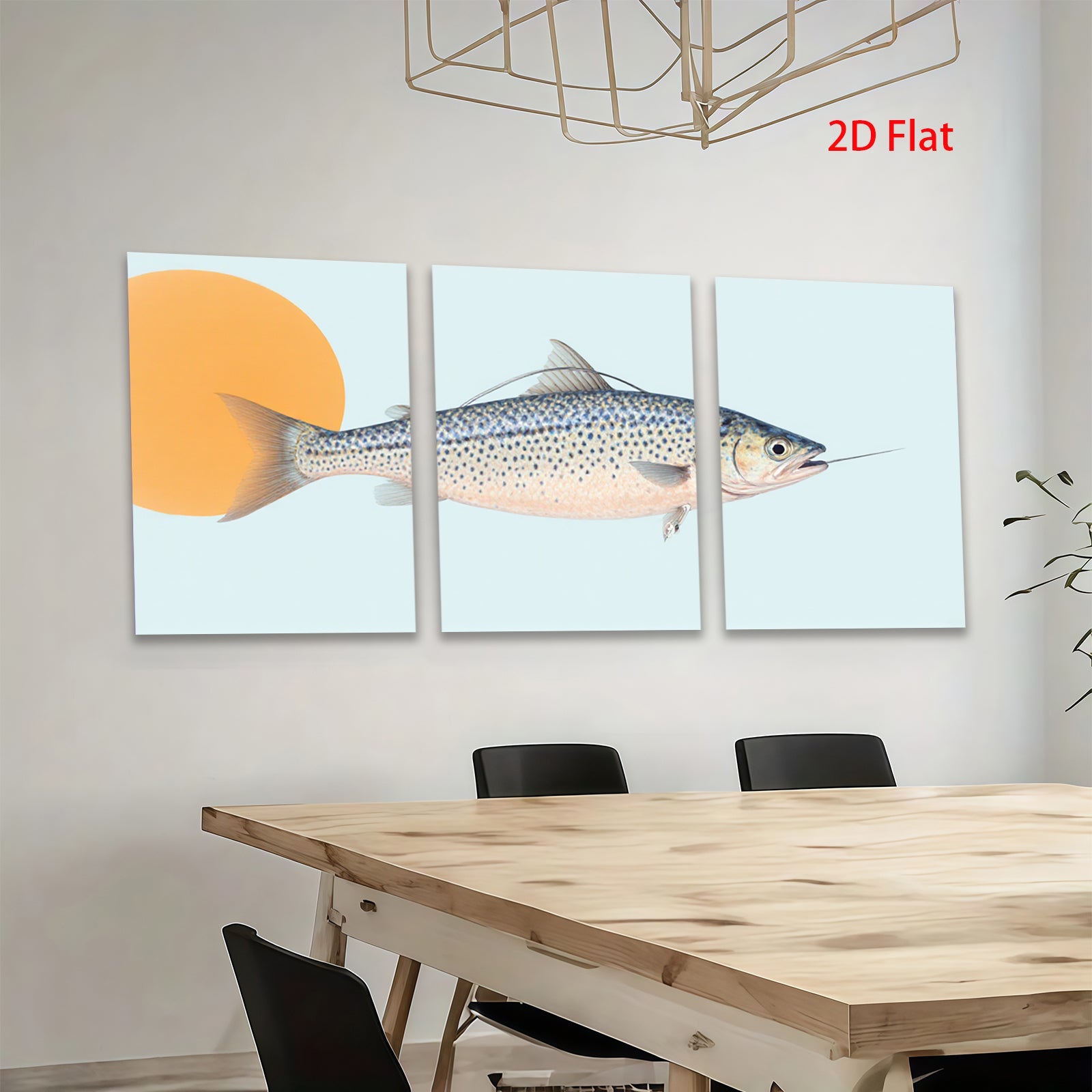 2D flat 1pc Trout Fish Wall Art Coastal Decor Living Room Bedroom Bathroom Modern Farmhouse Canvas Prints Gallery Wrapped Ready to Hang