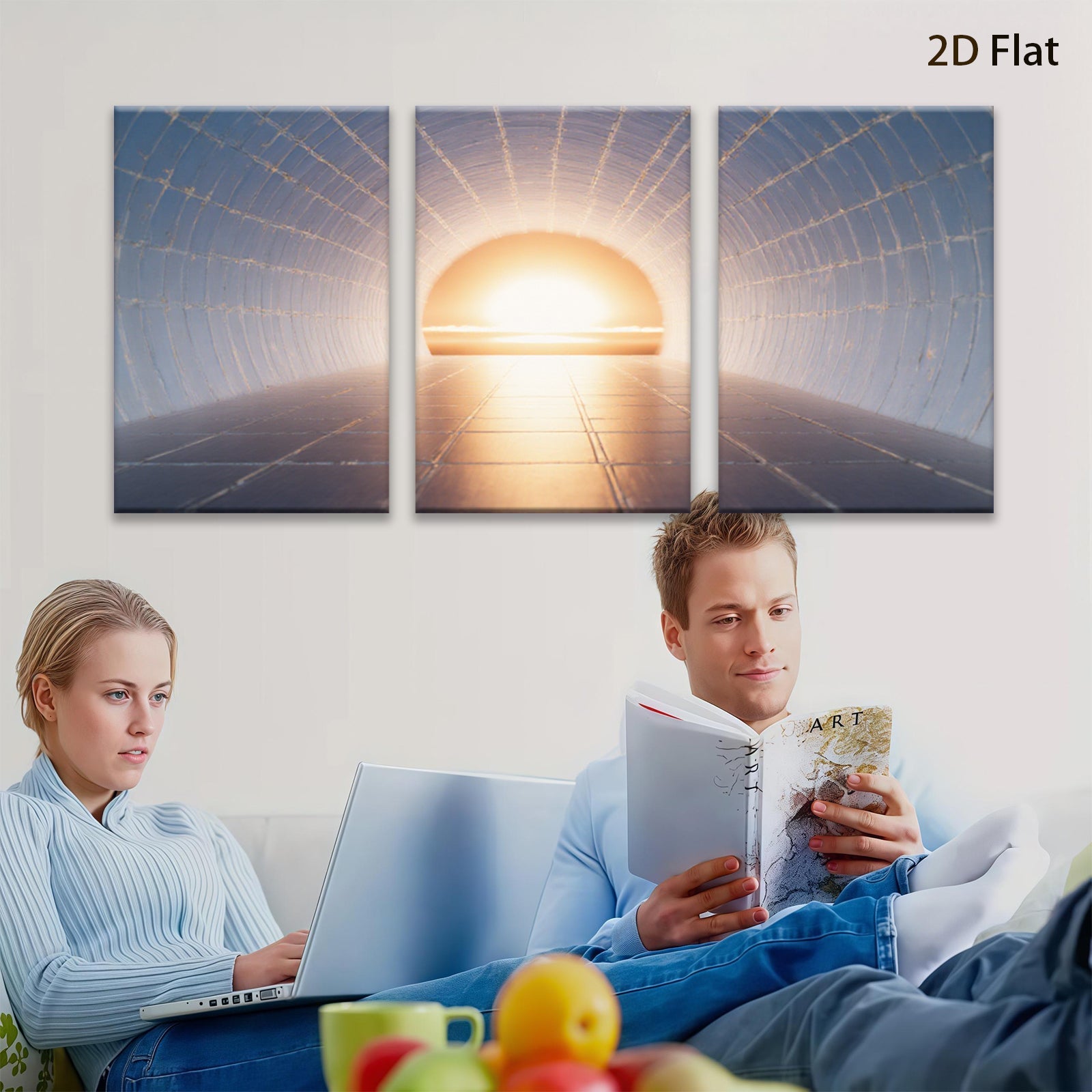 2D flat 1pc Tunnel of Light Abstract Wall Art Modern Canvas Prints for Living Room Bedroom Home Office Decor Gallery Wrapped Inspirational Peaceful Serenity Trending Now