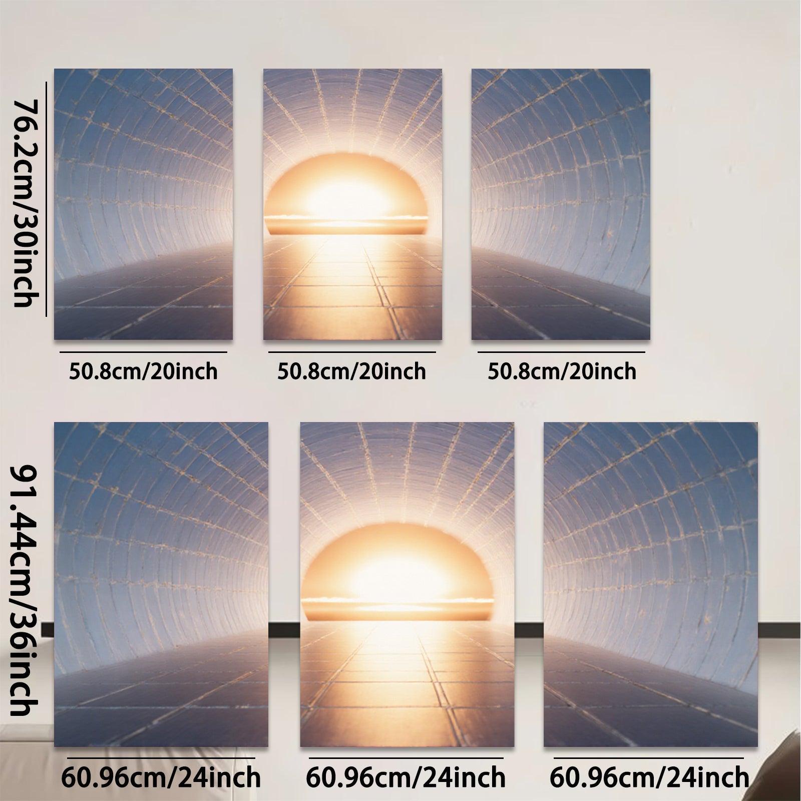 2D flat 1pc Tunnel of Light Abstract Wall Art Modern Canvas Prints for Living Room Bedroom Home Office Decor Gallery Wrapped Inspirational Peaceful Serenity Trending Now
