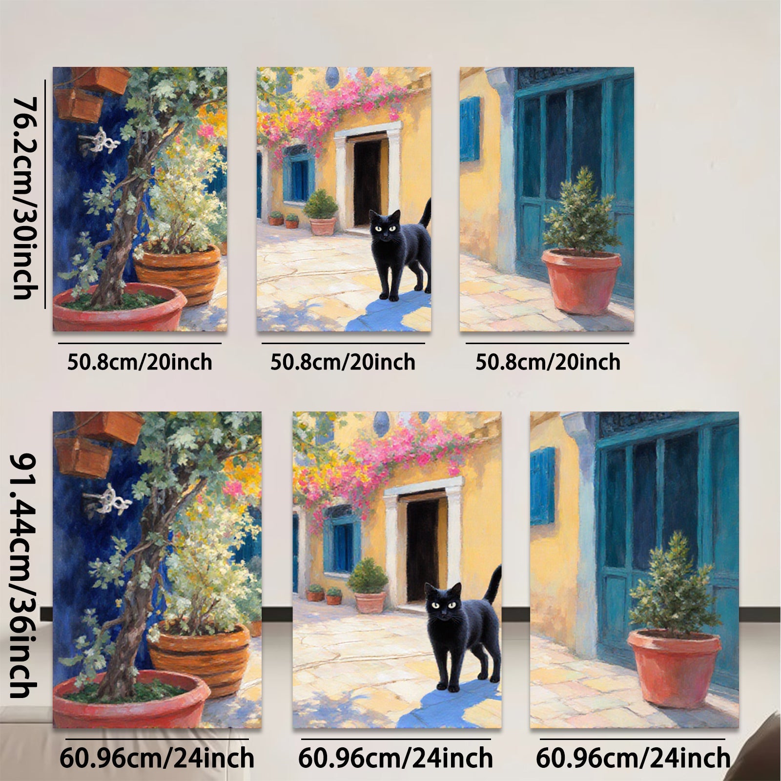 2D flat 1pc Tuscan Alley Cat Sunshine Warm Living Room Bedroom Wall Decor Farmhouse Style Gallery Wrapped Canvas Print Modern Art