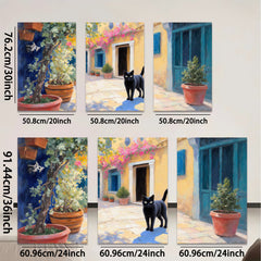 2D flat 1pc Tuscan Alley Cat Sunshine Warm Living Room Bedroom Wall Decor Farmhouse Style Gallery Wrapped Canvas Print Modern Art