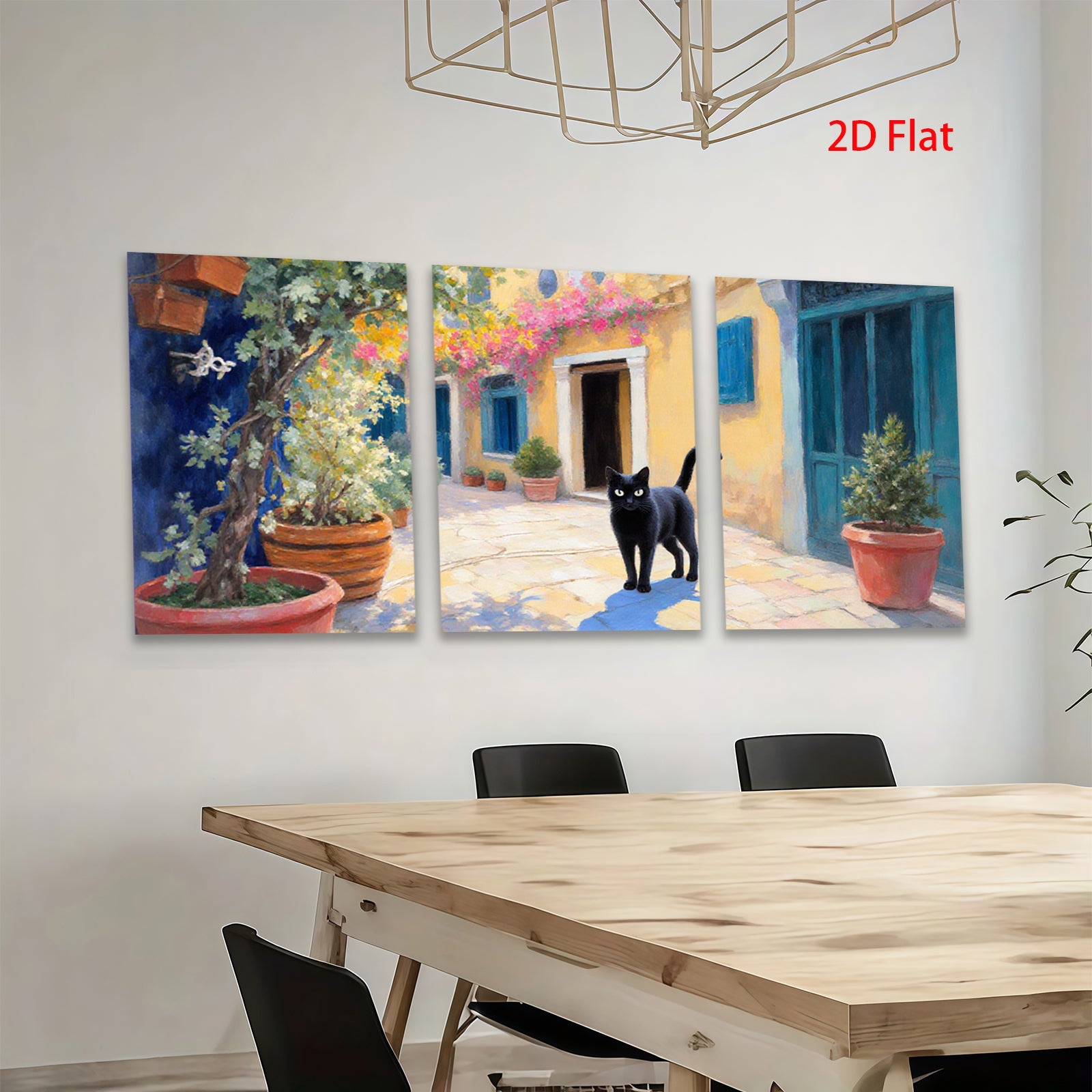 2D flat 1pc Tuscan Alley Cat Sunshine Warm Living Room Bedroom Wall Decor Farmhouse Style Gallery Wrapped Canvas Print Modern Art