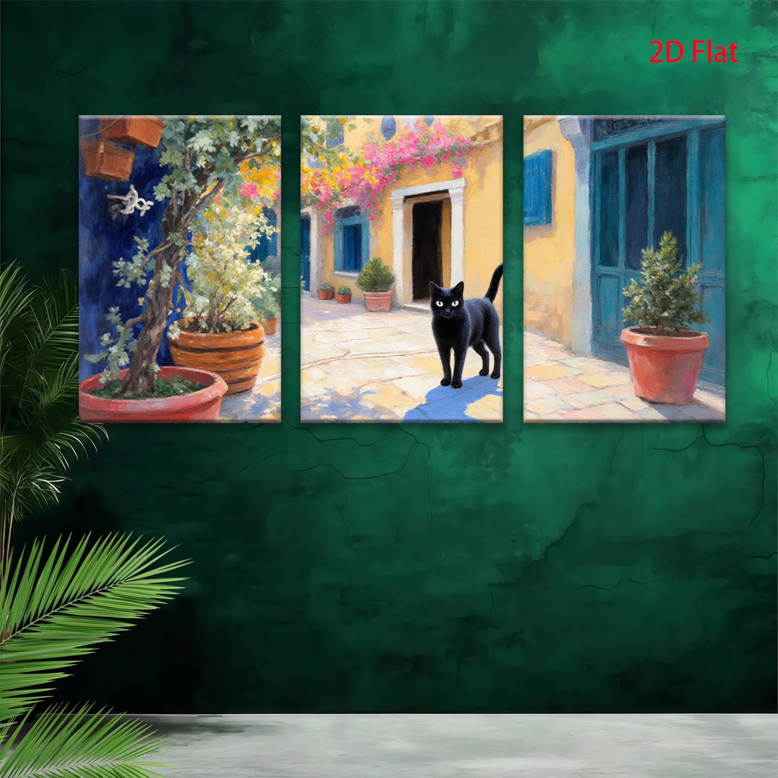 2D flat 1pc Tuscan Alley Cat Sunshine Warm Living Room Bedroom Wall Decor Farmhouse Style Gallery Wrapped Canvas Print Modern Art