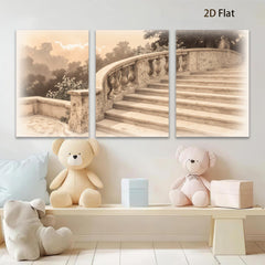 2D flat 1pc Tuscan Steps Garden Pathway Wall Decor Living Room Bedroom Modern Farmhouse Rustic Chic Gallery Wrapped Canvas Prints for Home Office D��cor
