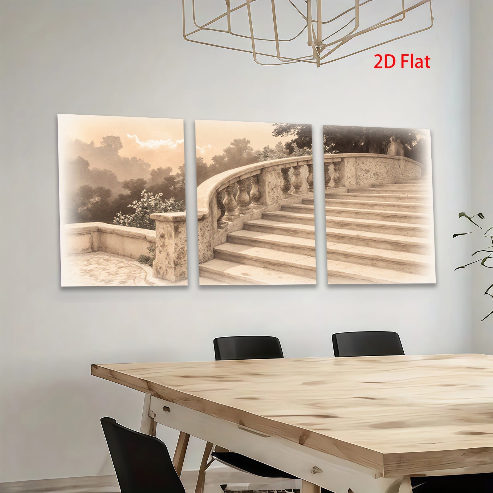 2D flat 1pc Tuscan Steps Garden Pathway Wall Decor Living Room Bedroom Modern Farmhouse Rustic Chic Gallery Wrapped Canvas Prints for Home Office D��cor