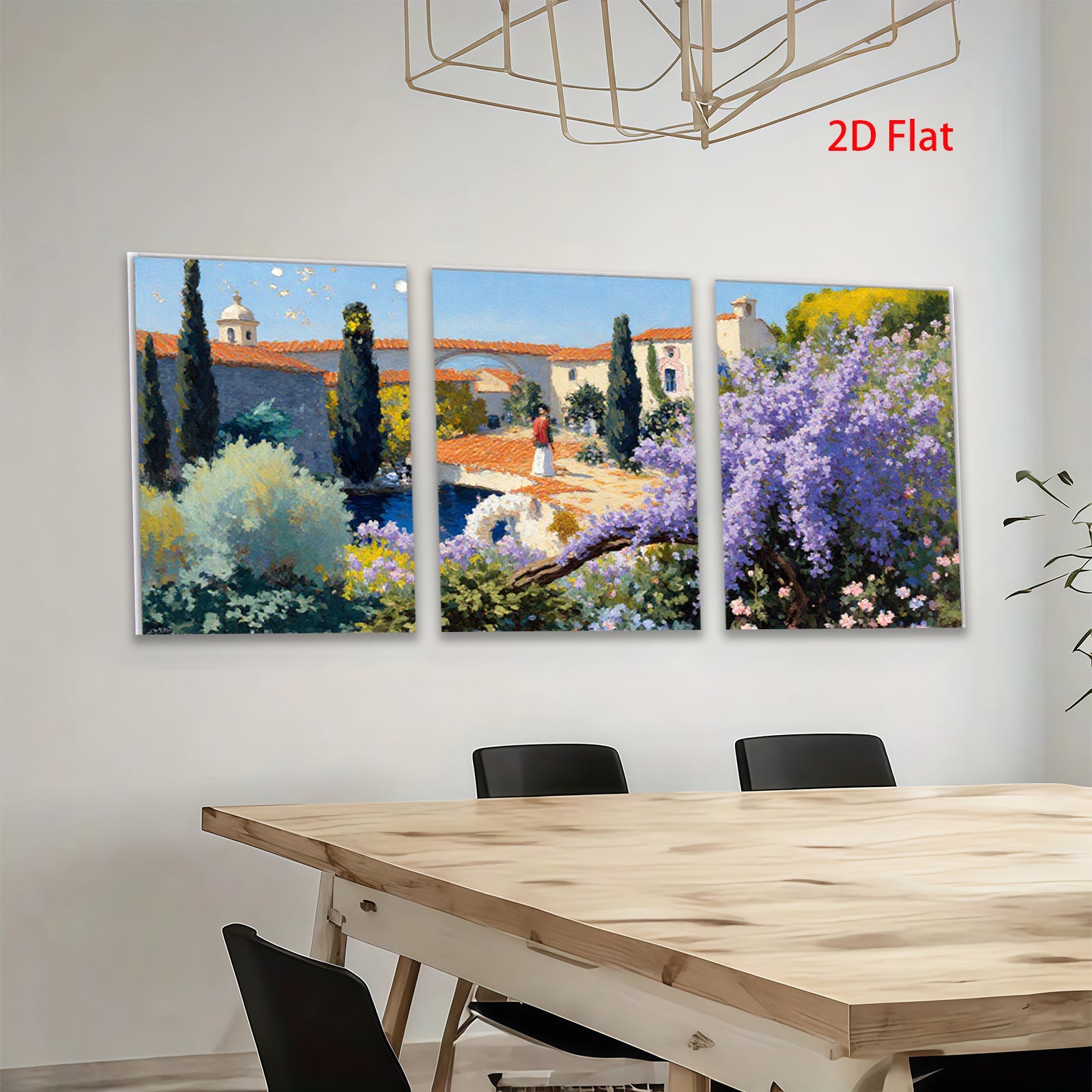 2D flat 1pc Tuscan Villa Garden Pathway Landscape Wall Art Prints for Living Room Bedroom Home Decor Farmhouse Style Modern Rustic Gallery Wrapped Canvas