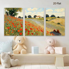2D flat 1pc Tuscan countryside floral landscape wall art for living room bedroom home decor farmhouse style canvas prints modern botanical garden view