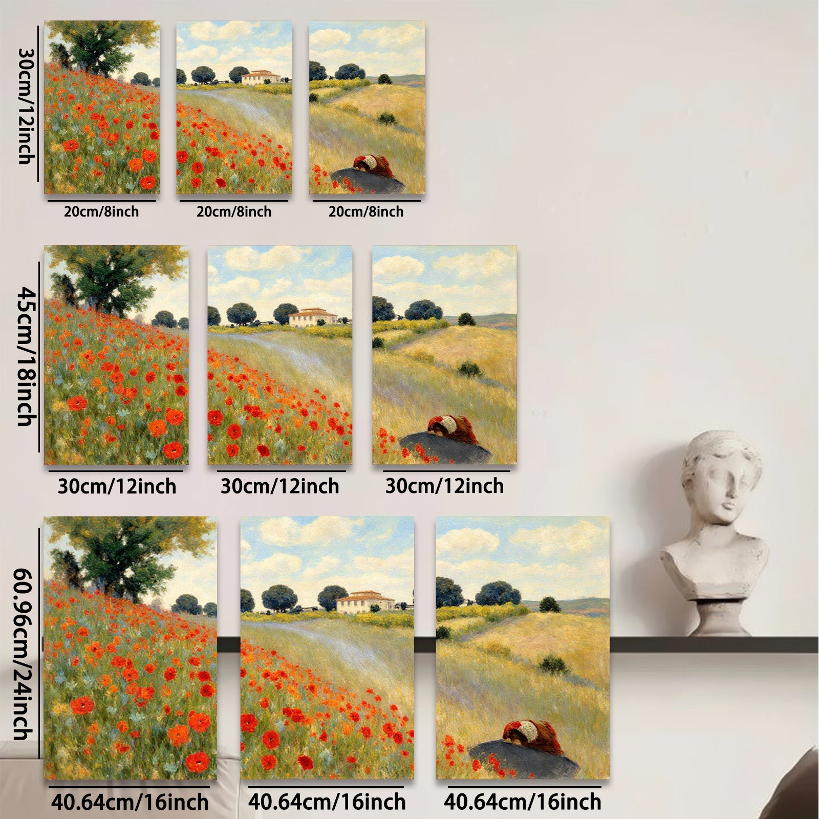 2D flat 1pc Tuscan countryside floral landscape wall art for living room bedroom home decor farmhouse style canvas prints modern botanical garden view