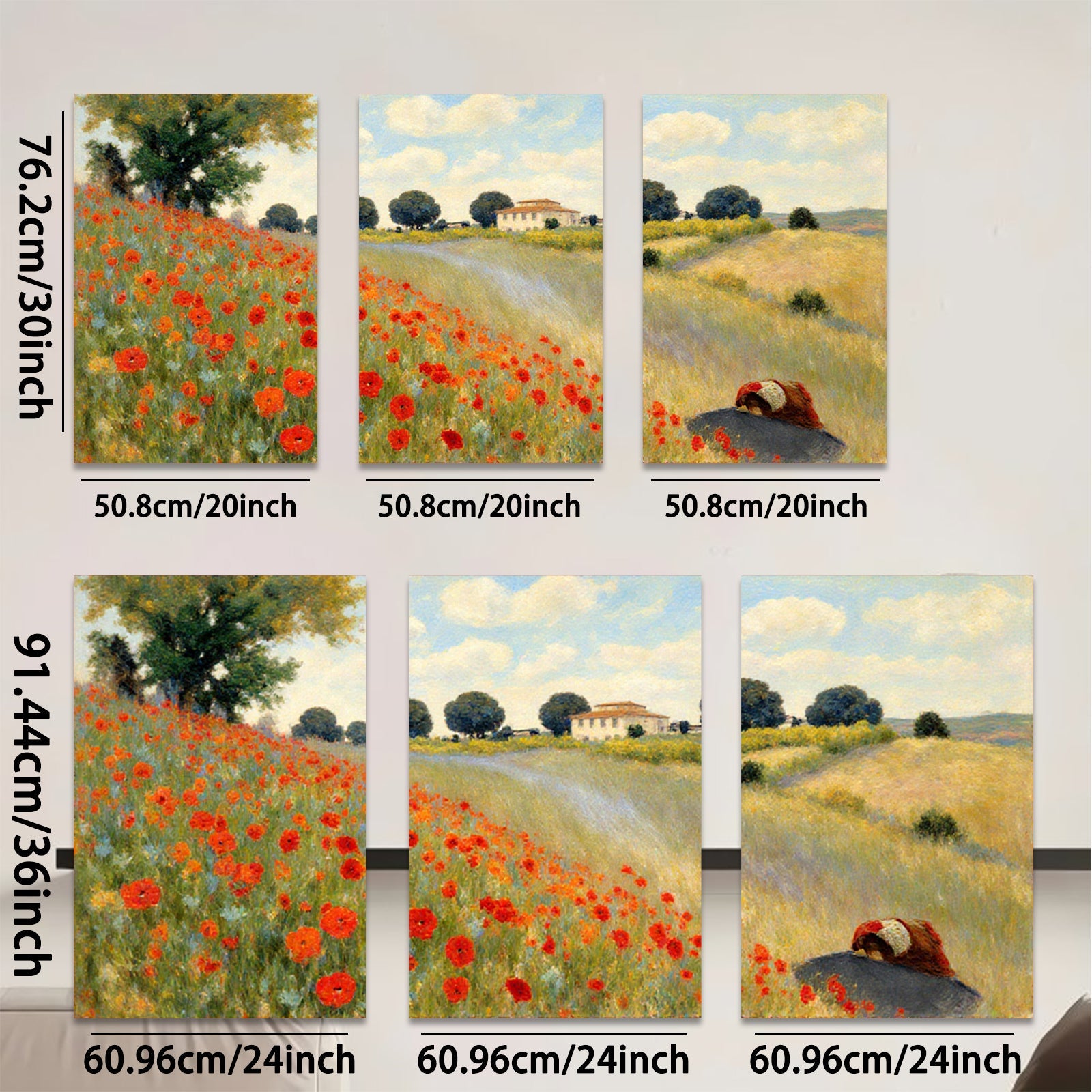 2D flat 1pc Tuscan countryside floral landscape wall art for living room bedroom home decor farmhouse style canvas prints modern botanical garden view