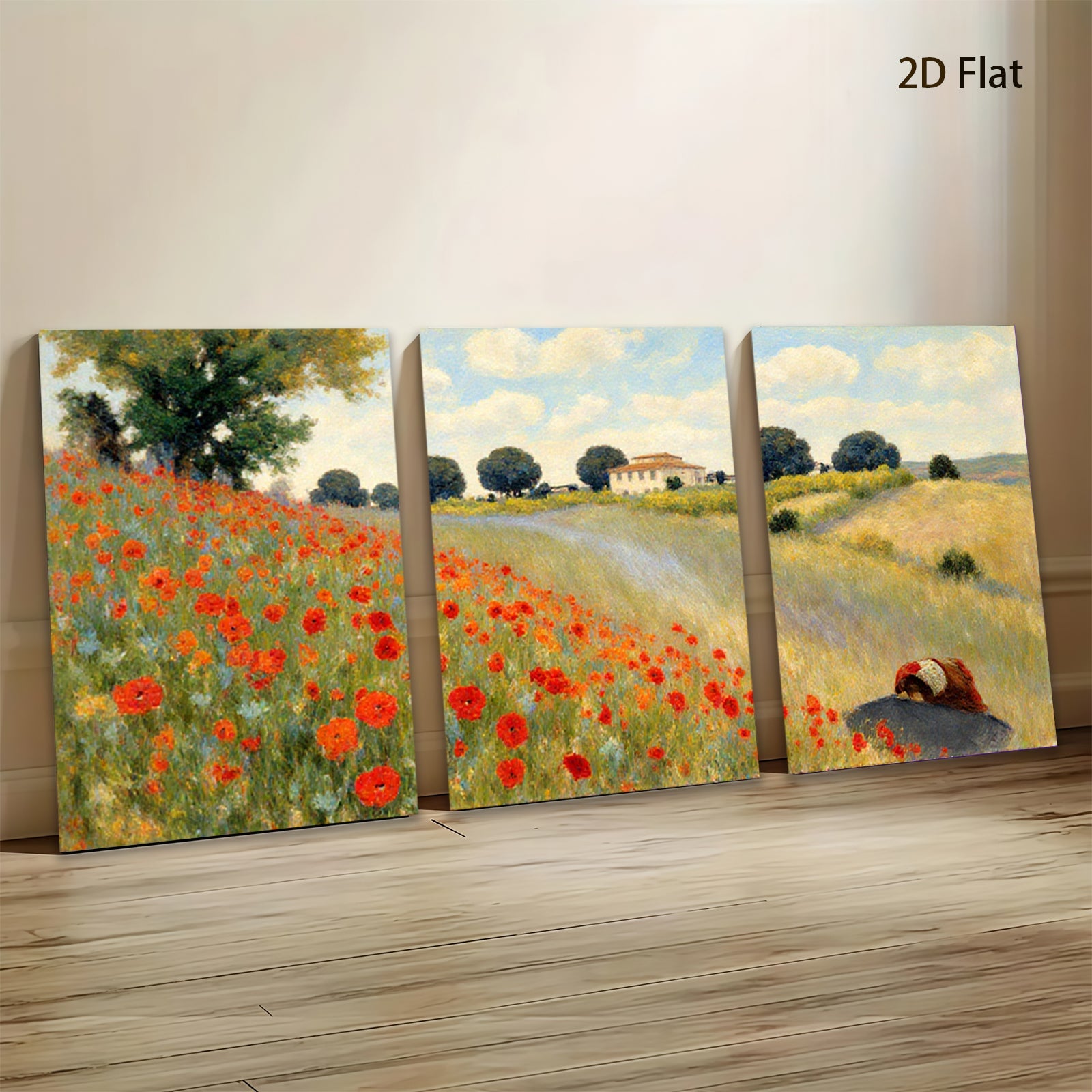 2D flat 1pc Tuscan countryside floral landscape wall art for living room bedroom home decor farmhouse style canvas prints modern botanical garden view