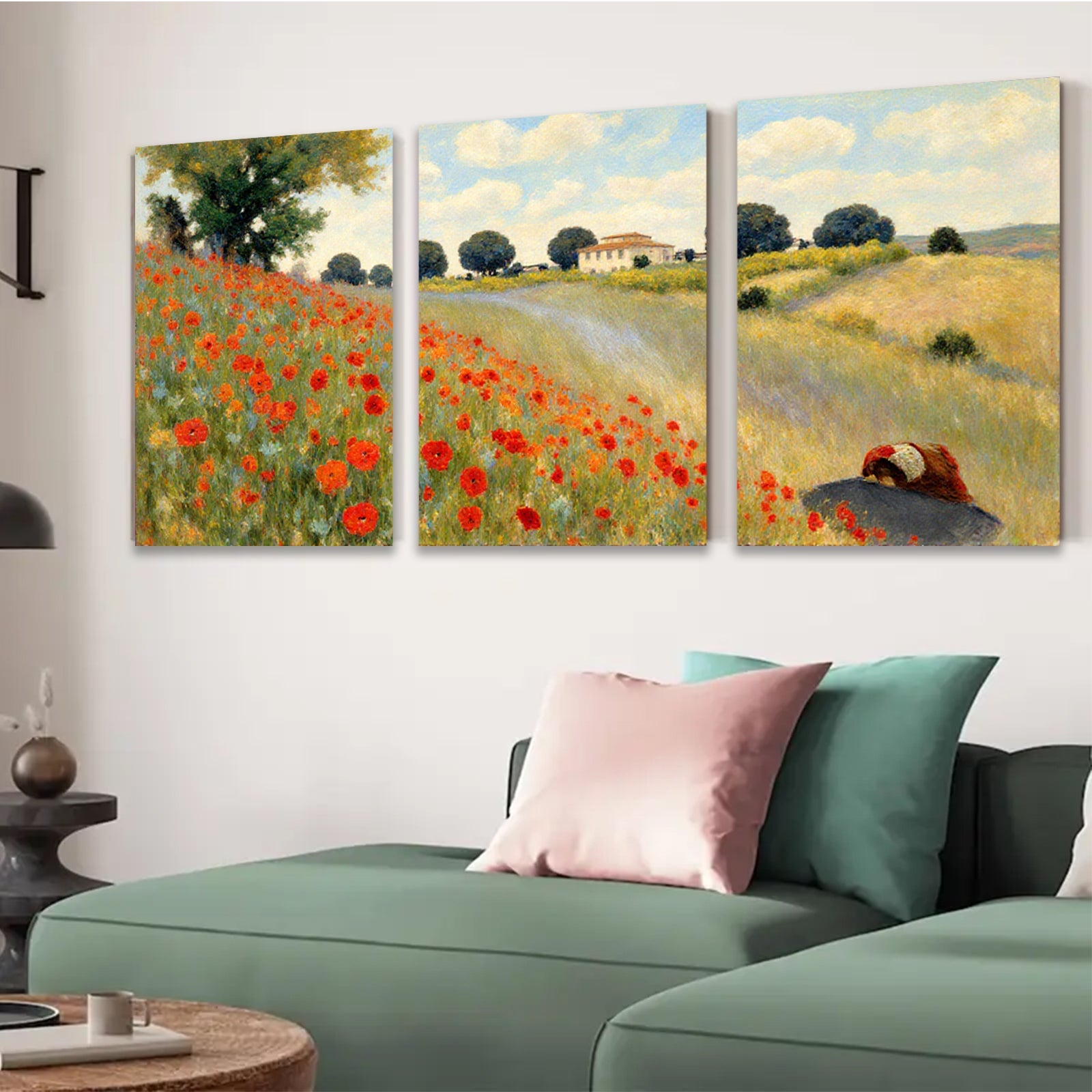 2D flat 1pc Tuscan countryside floral landscape wall art for living room bedroom home decor farmhouse style canvas prints modern botanical garden view