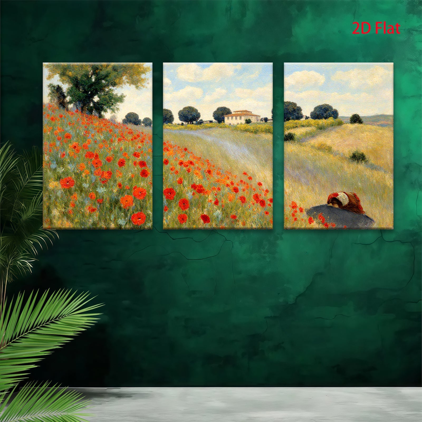 2D flat 1pc Tuscan countryside floral landscape wall art for living room bedroom home decor farmhouse style canvas prints modern botanical garden view