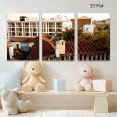 2D flat 1pc Tuscan rooftop village scene wall art for living room bedroom home decor farmhouse style gallery wrapped canvas prints modern minimalist