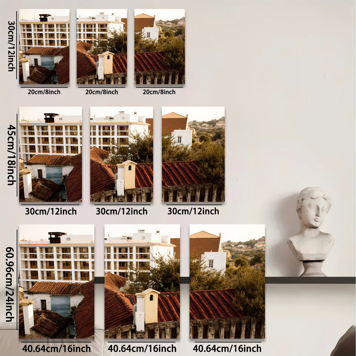 2D flat 1pc Tuscan rooftop village scene wall art for living room bedroom home decor farmhouse style gallery wrapped canvas prints modern minimalist