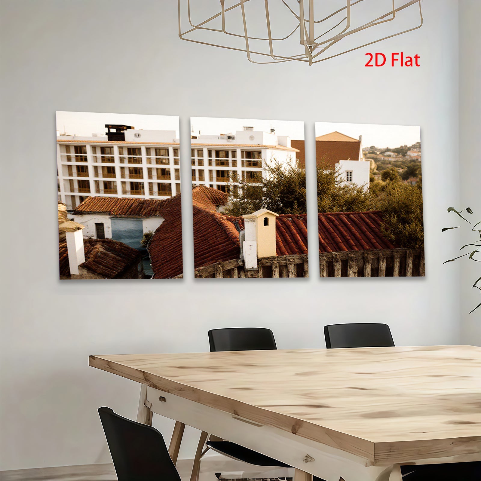 2D flat 1pc Tuscan rooftop village scene wall art for living room bedroom home decor farmhouse style gallery wrapped canvas prints modern minimalist