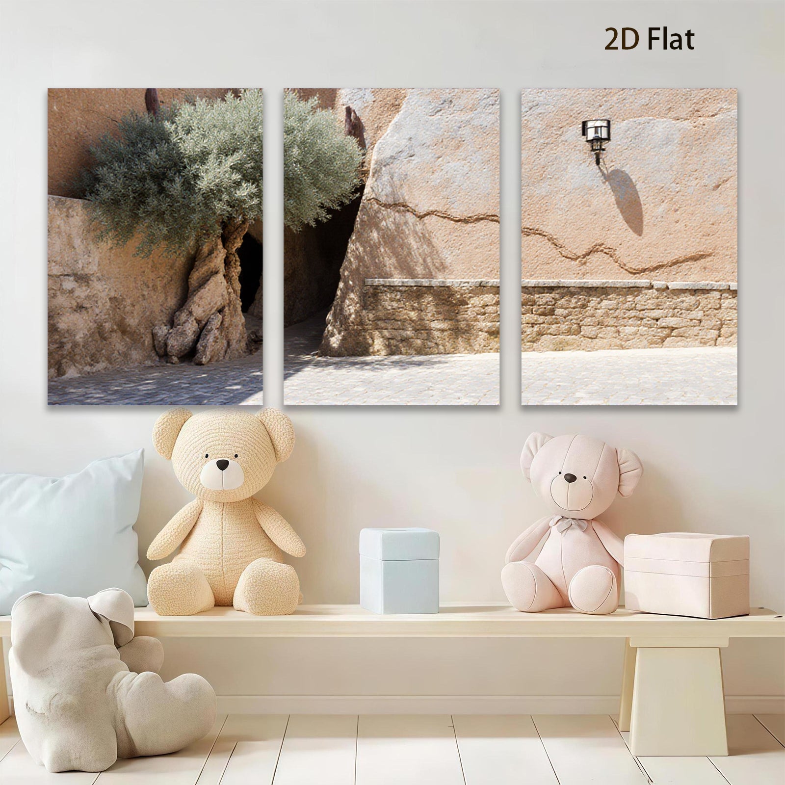 2D flat 1pc Tuscan stone archway garden path entryway wall decor living room bedroom modern farmhouse gallery wrapped canvas print