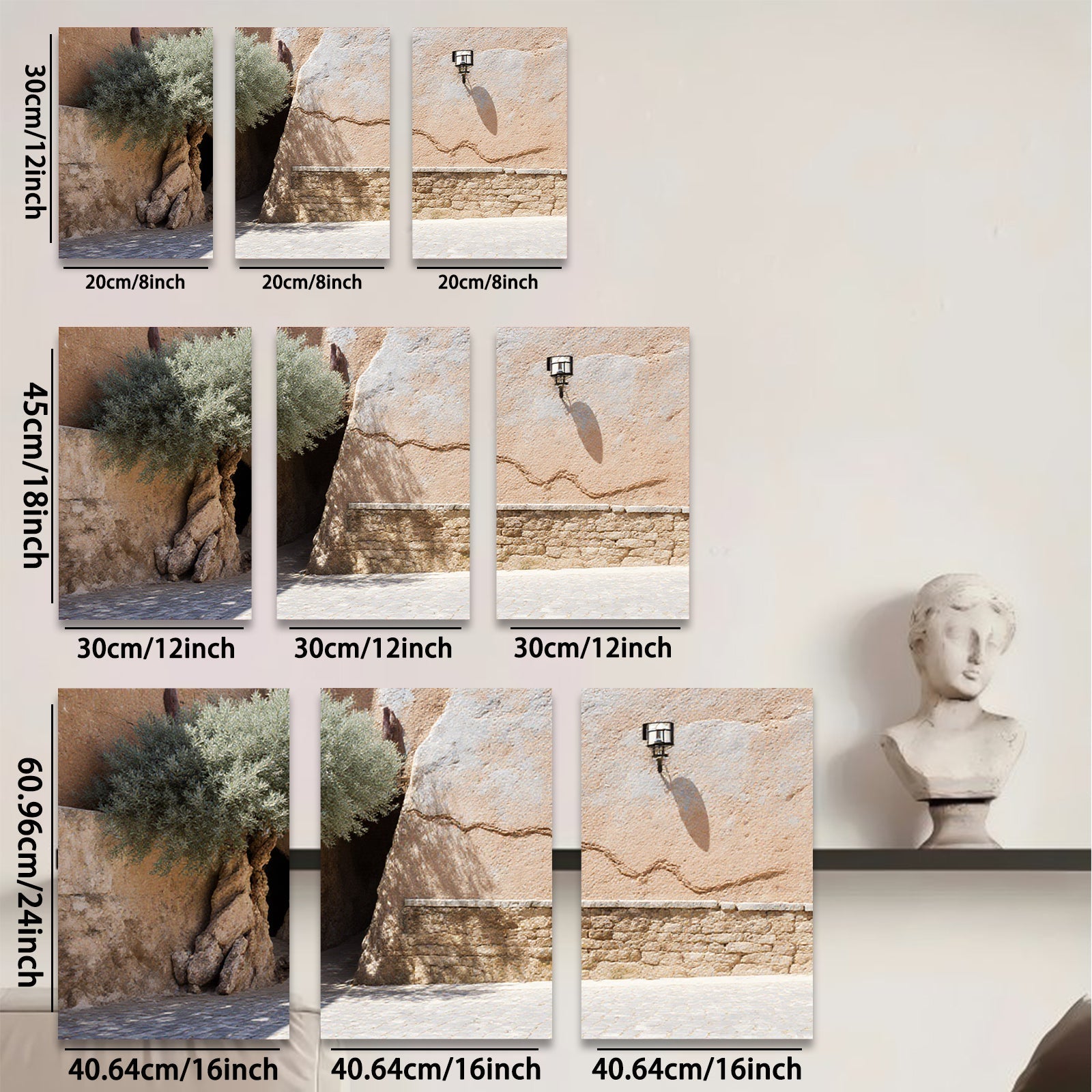 2D flat 1pc Tuscan stone archway garden path entryway wall decor living room bedroom modern farmhouse gallery wrapped canvas print