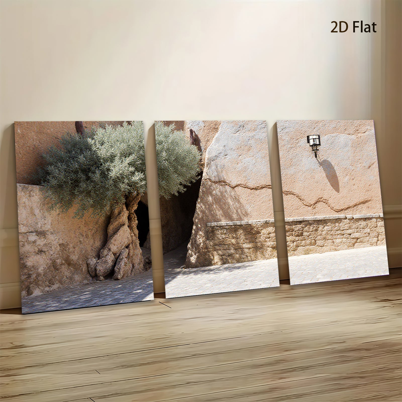 2D flat 1pc Tuscan stone archway garden path entryway wall decor living room bedroom modern farmhouse gallery wrapped canvas print