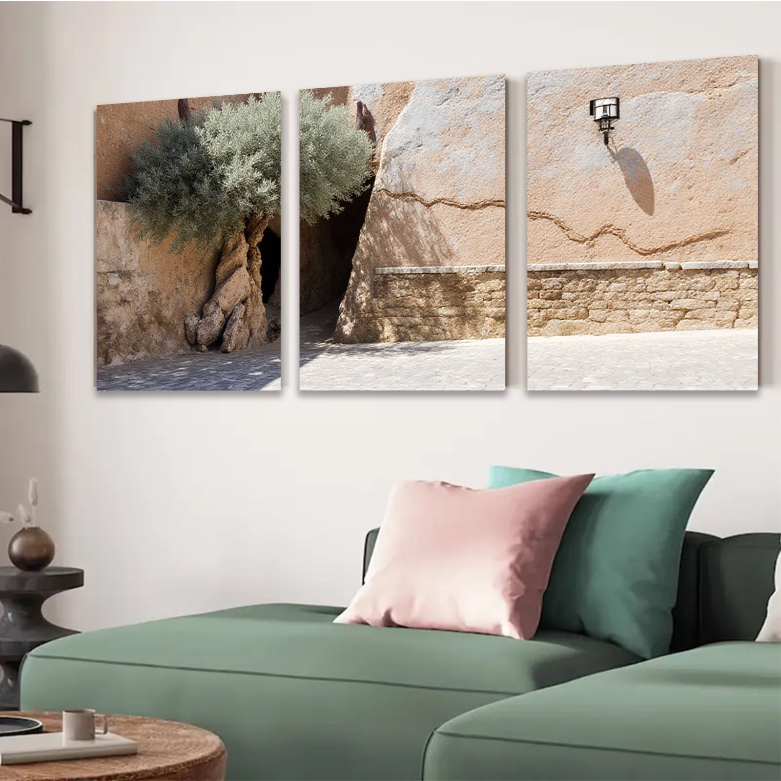 2D flat 1pc Tuscan stone archway garden path entryway wall decor living room bedroom modern farmhouse gallery wrapped canvas print