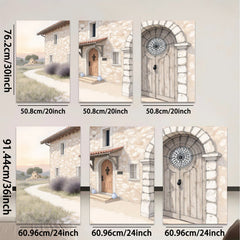 2D flat 1pc Tuscan villa entryway stone facade warm lighting farmhouse decor living room bedroom gallery wall art modern minimalist