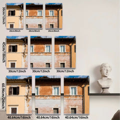 2D flat 1pc Tuscan villa facade warm sunlight rustic charm living room bedroom gallery wall farmhouse decor modern minimalist statement piece