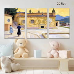 2D flat 1pc Tuscan villa landscape painting serene garden view cozy farmhouse decor living room bedroom wall art modern gallery wrapped canvas prints farmhouse style