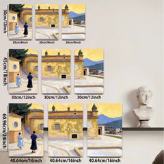 2D flat 1pc Tuscan villa landscape painting serene garden view cozy farmhouse decor living room bedroom wall art modern gallery wrapped canvas prints farmhouse style