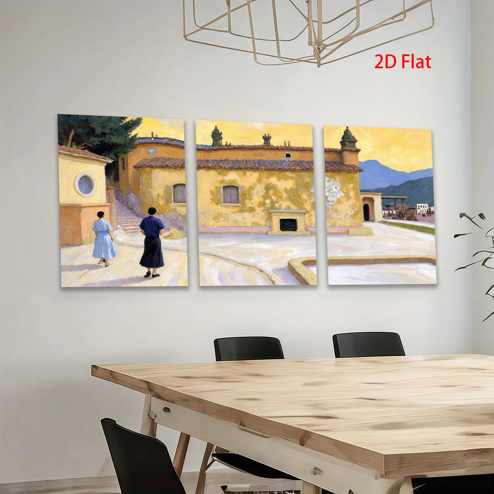 2D flat 1pc Tuscan villa landscape painting serene garden view cozy farmhouse decor living room bedroom wall art modern gallery wrapped canvas prints farmhouse style