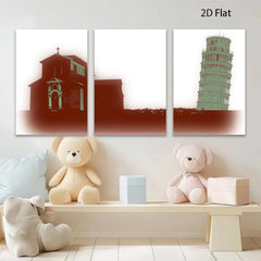 2D flat 1pc Tuscany Italy Leaning Tower scenic wall art canvas prints for living room bedroom home decor farmhouse style modern minimalist gallery wrapped