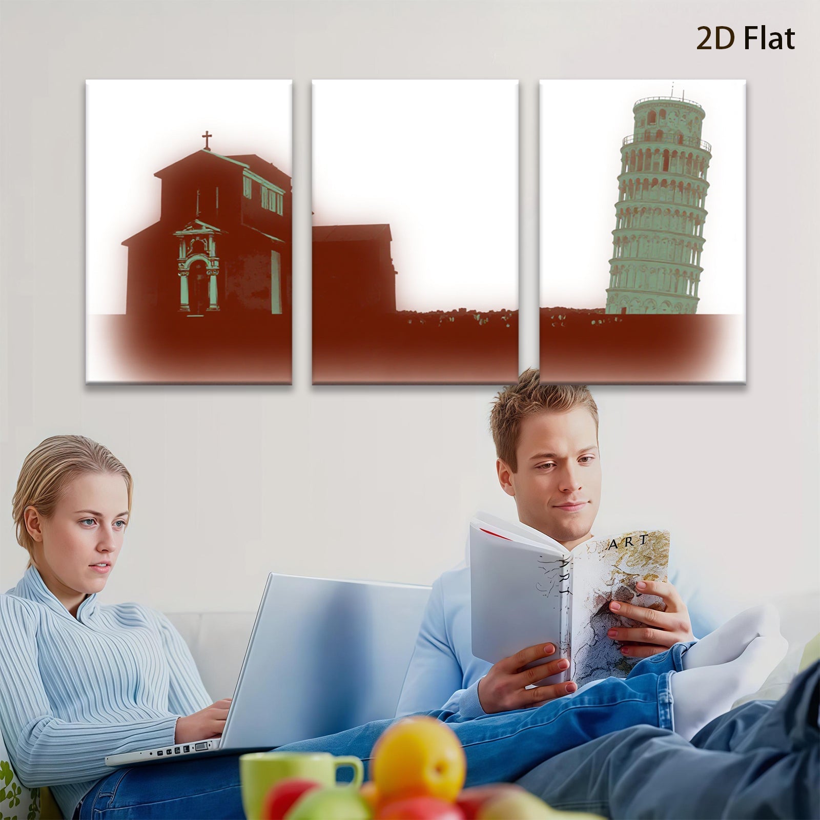 2D flat 1pc Tuscany Italy Leaning Tower scenic wall art canvas prints for living room bedroom home decor farmhouse style modern minimalist gallery wrapped