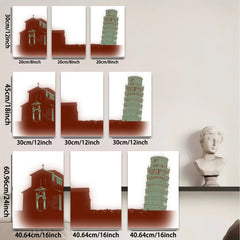 2D flat 1pc Tuscany Italy Leaning Tower scenic wall art canvas prints for living room bedroom home decor farmhouse style modern minimalist gallery wrapped