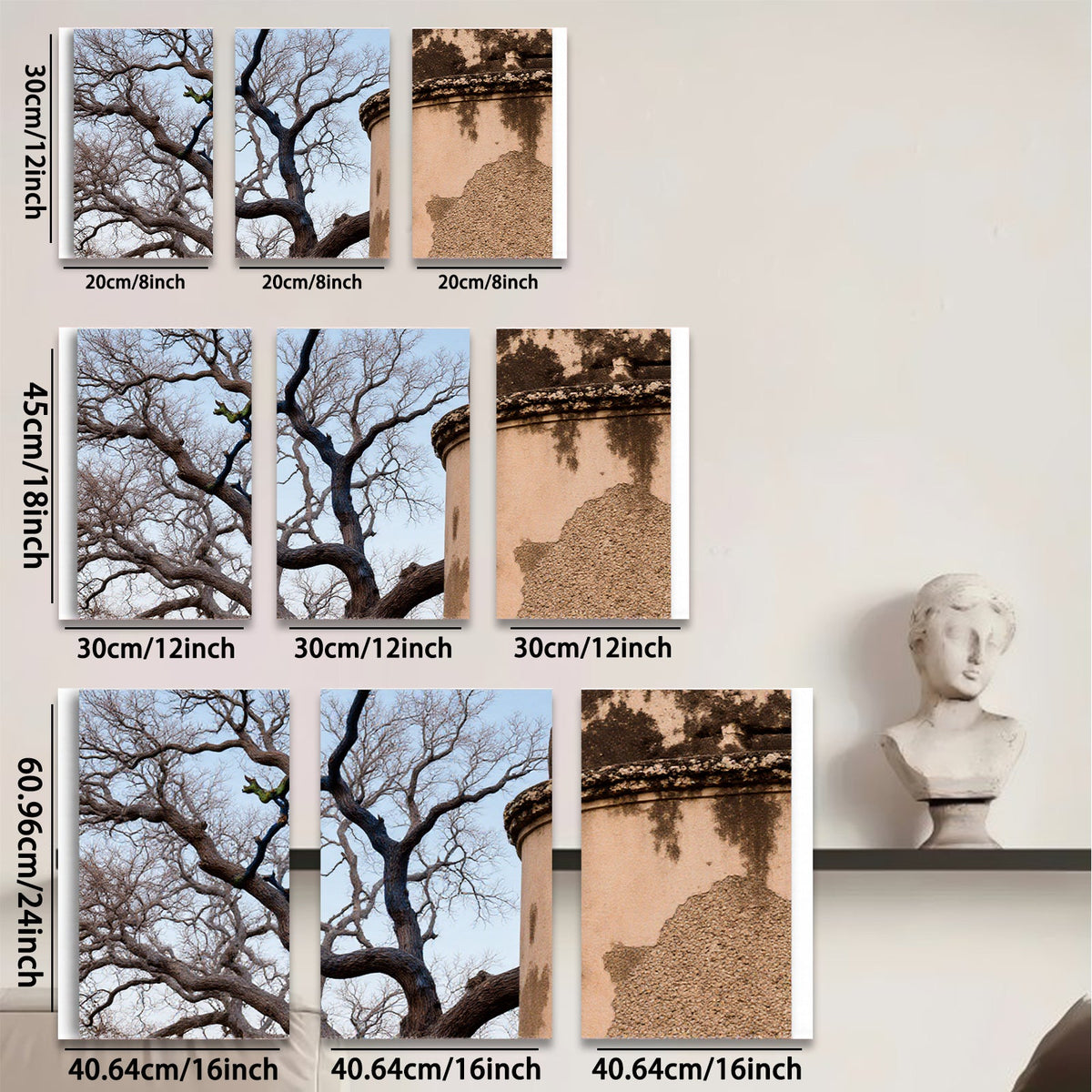 2D flat 1pc Twisted Oak Branch Rustic Tower Farmhouse Wall Decor Living Room Bedroom Gallery Wrapped Canvas Print Modern Art Coastal Style