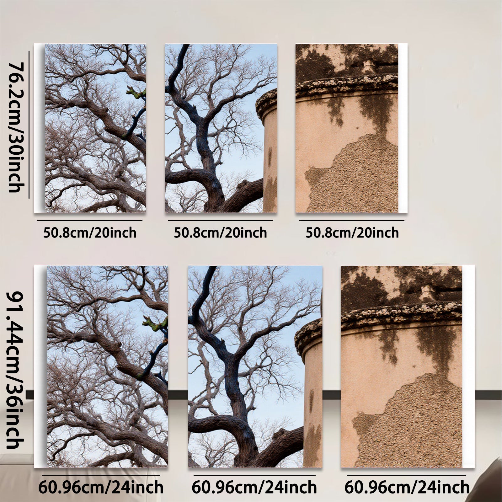 2D flat 1pc Twisted Oak Branch Rustic Tower Farmhouse Wall Decor Living Room Bedroom Gallery Wrapped Canvas Print Modern Art Coastal Style