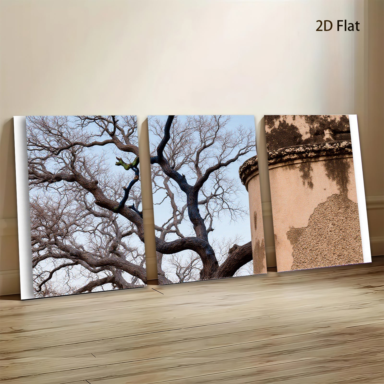 2D flat 1pc Twisted Oak Branch Rustic Tower Farmhouse Wall Decor Living Room Bedroom Gallery Wrapped Canvas Print Modern Art Coastal Style