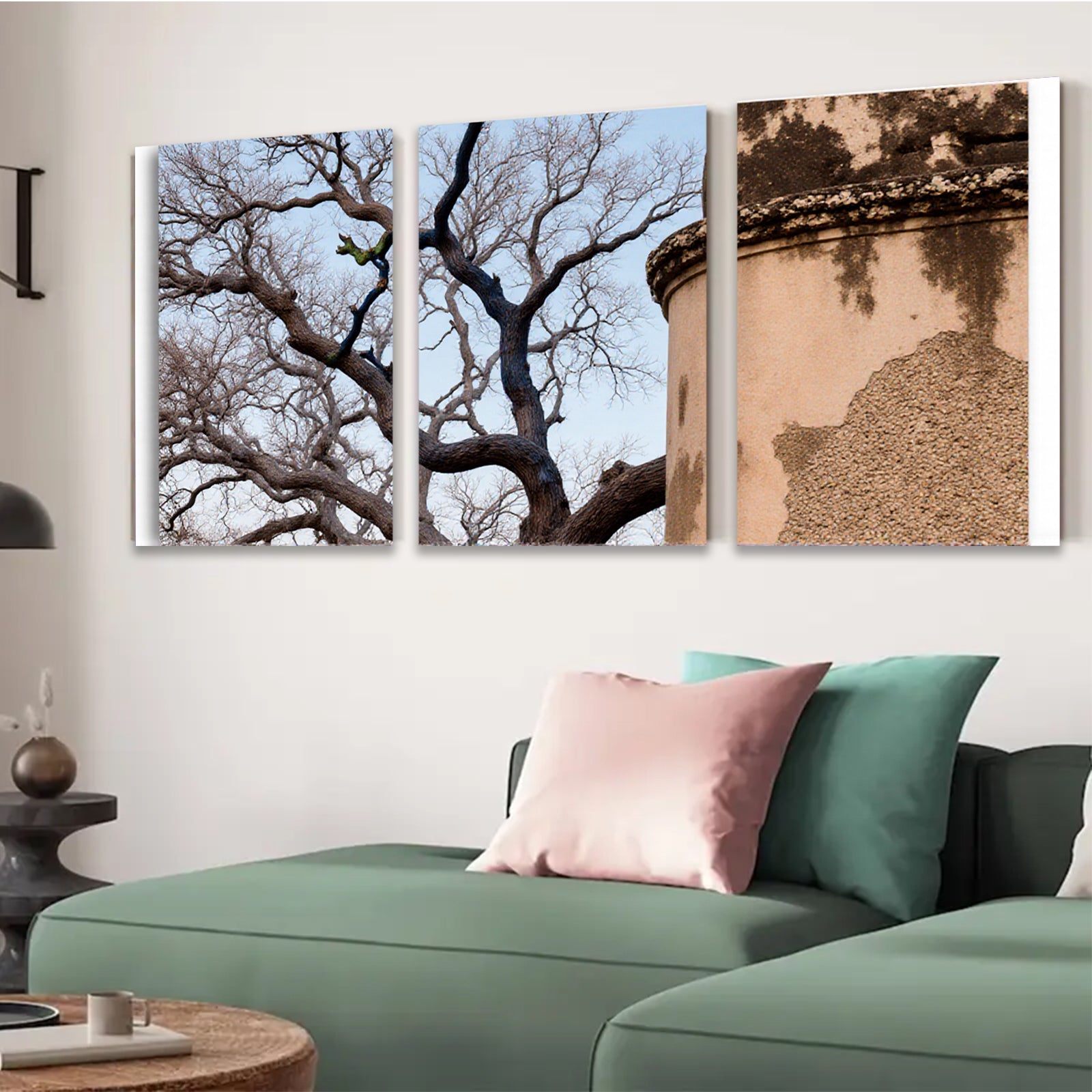 2D flat 1pc Twisted Oak Branch Rustic Tower Farmhouse Wall Decor Living Room Bedroom Gallery Wrapped Canvas Print Modern Art Coastal Style