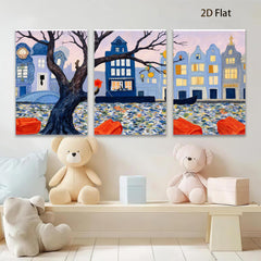 2D flat 1pc Venetian Canal Scene European Cityscape Wall Art Living Room Bedroom Decor Modern Farmhouse Style Gallery Wrapped Canvas Prints