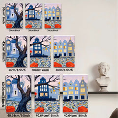 2D flat 1pc Venetian Canal Scene European Cityscape Wall Art Living Room Bedroom Decor Modern Farmhouse Style Gallery Wrapped Canvas Prints