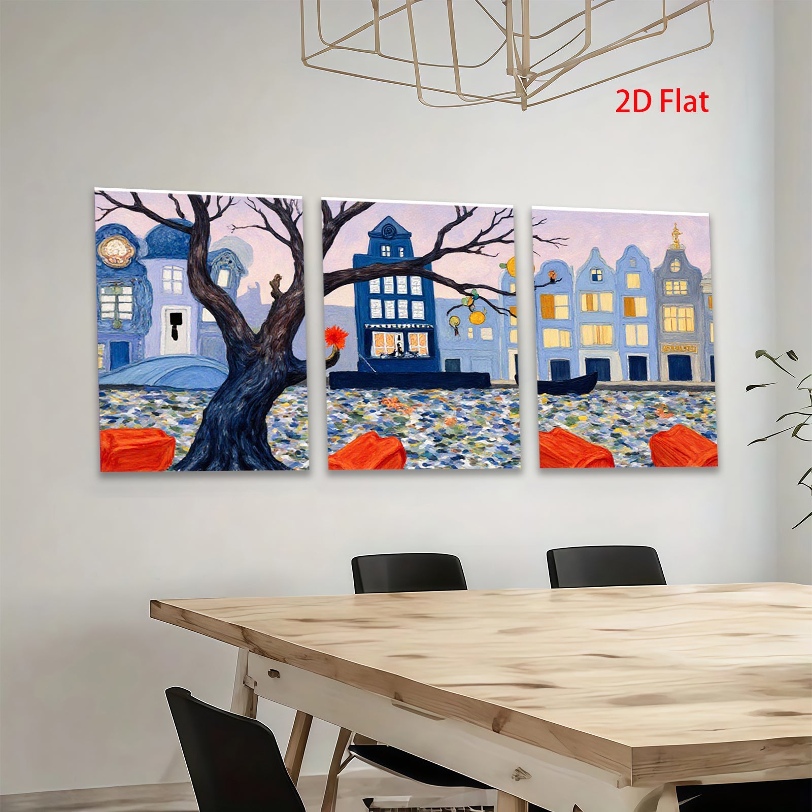 2D flat 1pc Venetian Canal Scene European Cityscape Wall Art Living Room Bedroom Decor Modern Farmhouse Style Gallery Wrapped Canvas Prints