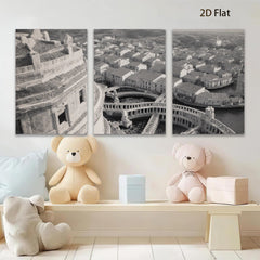2D flat 1pc Venetian Canals Historic Cityscape Wall Art Living Room Bedroom Decor Gallery Wrapped Canvas Prints Coastal Style Farmhouse Accent Piece Modern Minimalist Artwork