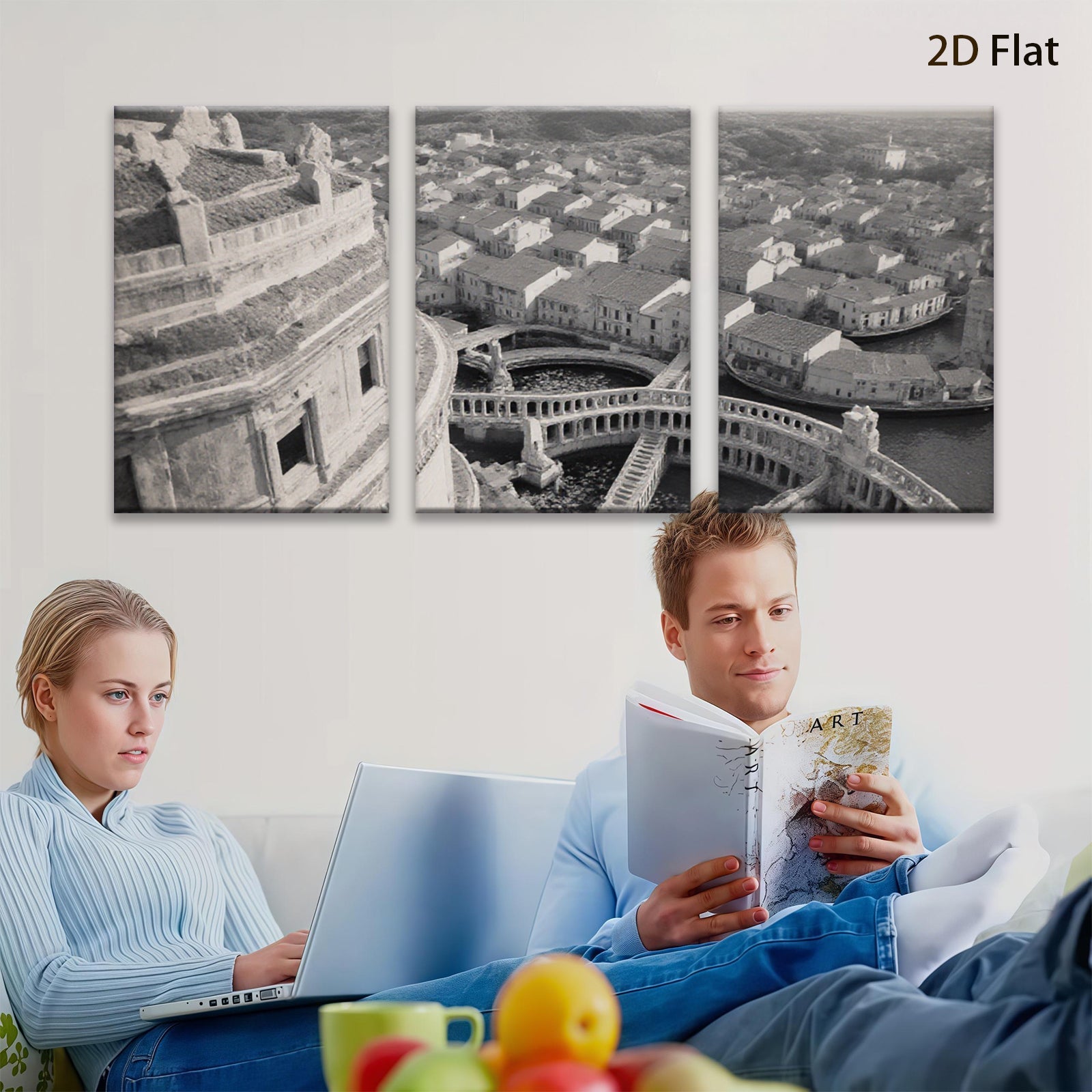 2D flat 1pc Venetian Canals Historic Cityscape Wall Art Living Room Bedroom Decor Gallery Wrapped Canvas Prints Coastal Style Farmhouse Accent Piece Modern Minimalist Artwork