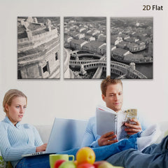 2D flat 1pc Venetian Canals Historic Cityscape Wall Art Living Room Bedroom Decor Gallery Wrapped Canvas Prints Coastal Style Farmhouse Accent Piece Modern Minimalist Artwork