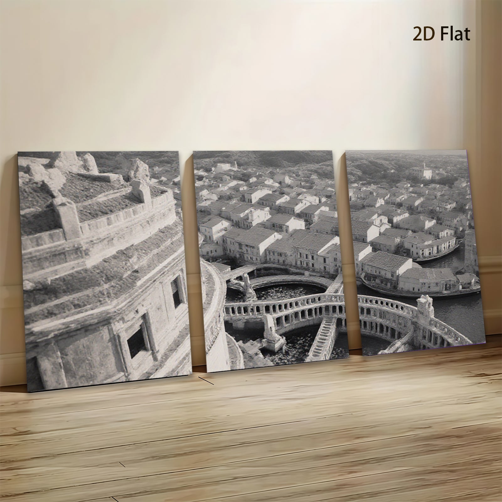 2D flat 1pc Venetian Canals Historic Cityscape Wall Art Living Room Bedroom Decor Gallery Wrapped Canvas Prints Coastal Style Farmhouse Accent Piece Modern Minimalist Artwork