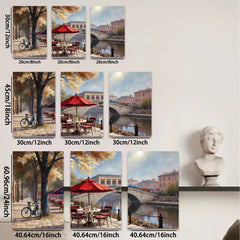 2D flat 1pc Venice Canal Cafe Romantic European Cityscape Wall Art Living Room Bedroom Home Decor Framed Painting Modern Art