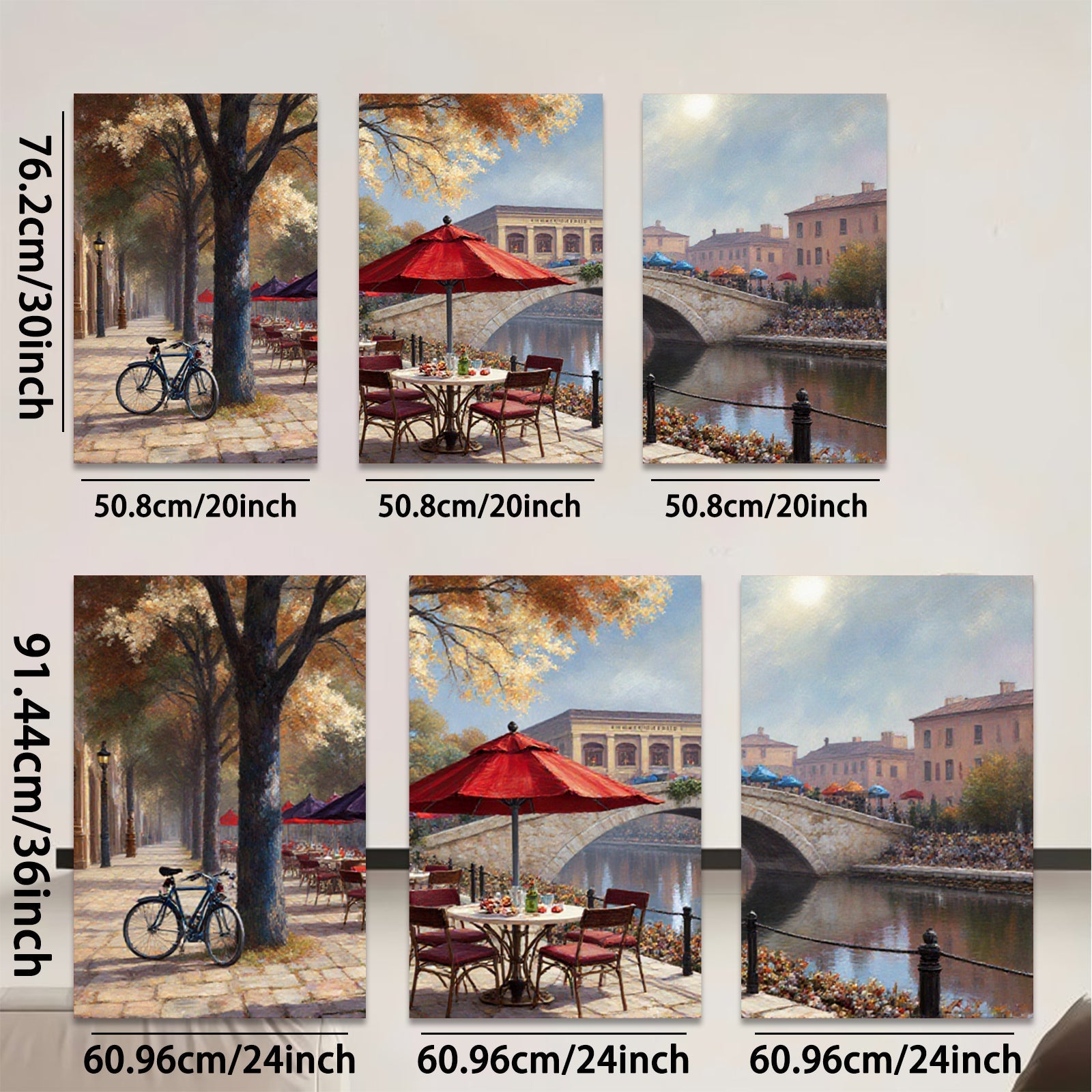 2D flat 1pc Venice Canal Cafe Romantic European Cityscape Wall Art Living Room Bedroom Home Decor Framed Painting Modern Art