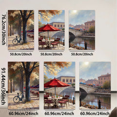 2D flat 1pc Venice Canal Cafe Romantic European Cityscape Wall Art Living Room Bedroom Home Decor Framed Painting Modern Art