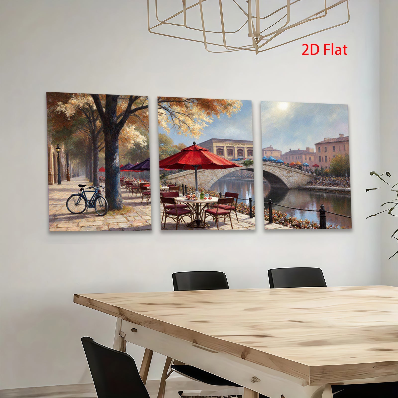 2D flat 1pc Venice Canal Cafe Romantic European Cityscape Wall Art Living Room Bedroom Home Decor Framed Painting Modern Art